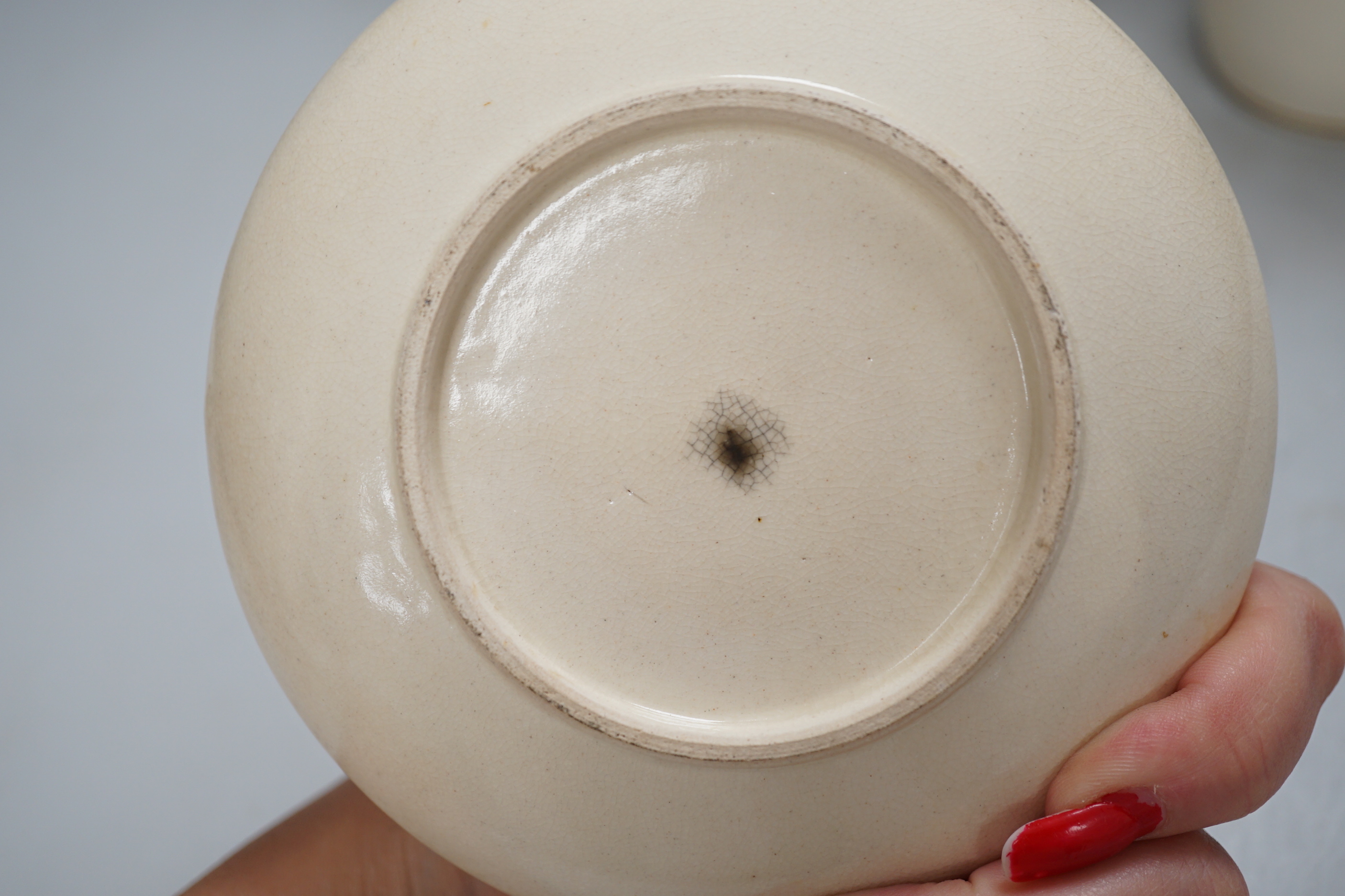 A group of Japanese vases and a Satsuma saucer, 30cm high